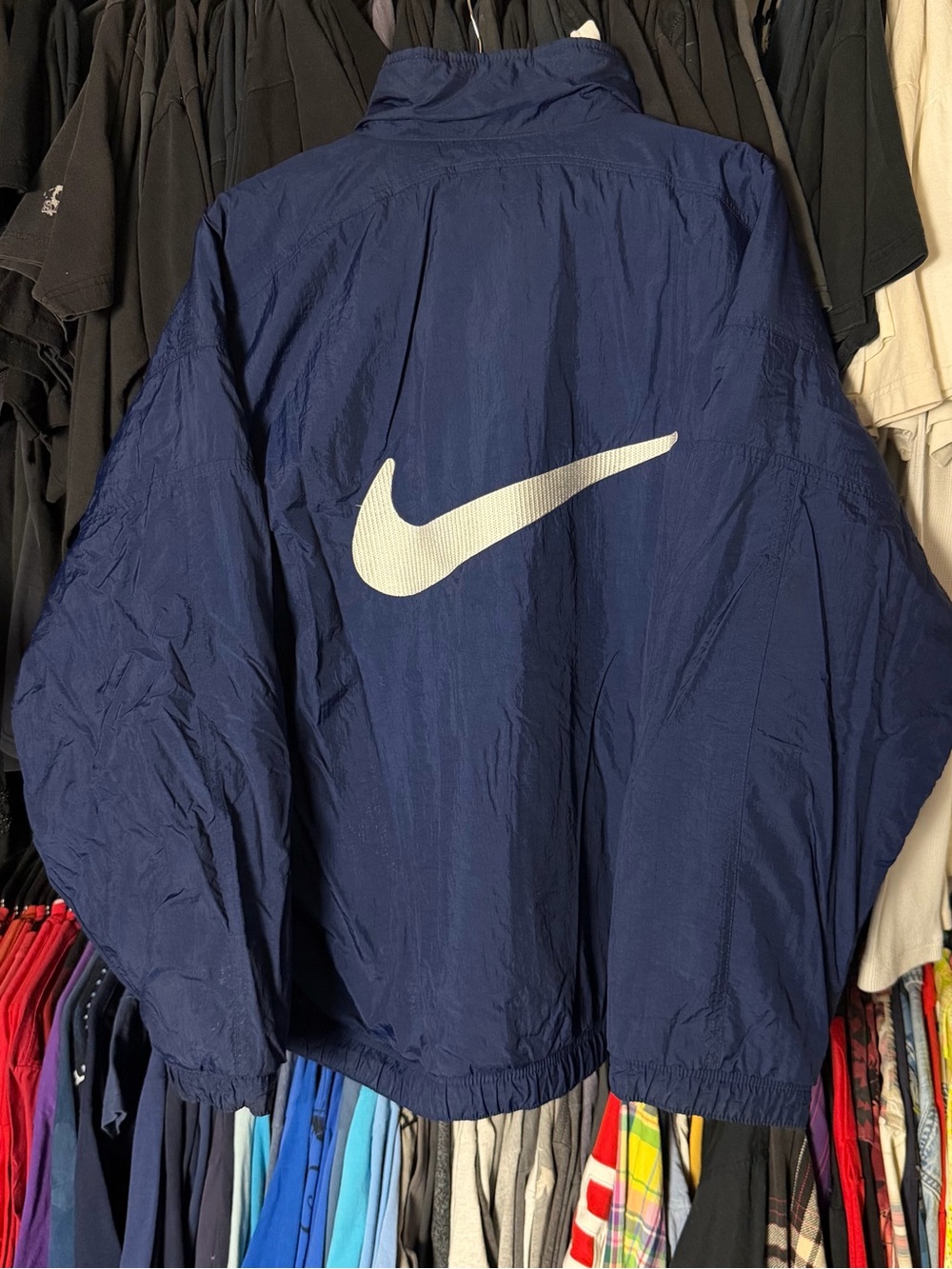Vintage Nike Windbreaker Jacket Men’s Large Blue Reversible Zip Up 90s Swoosh